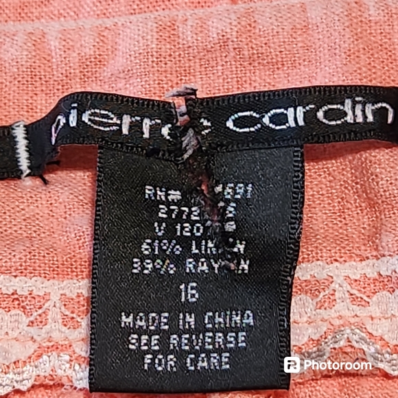 Pierre Cardin Women's Coral Linen & Rayon Blend Pocketed Capri Pants Size 16 - Picture 10 of 11